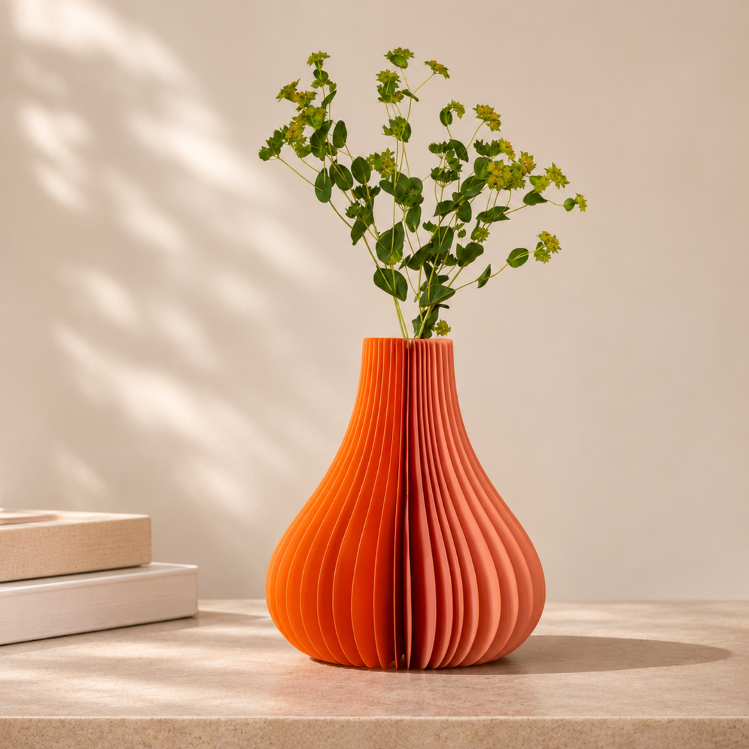 Jarrón de papel bicolor naranja