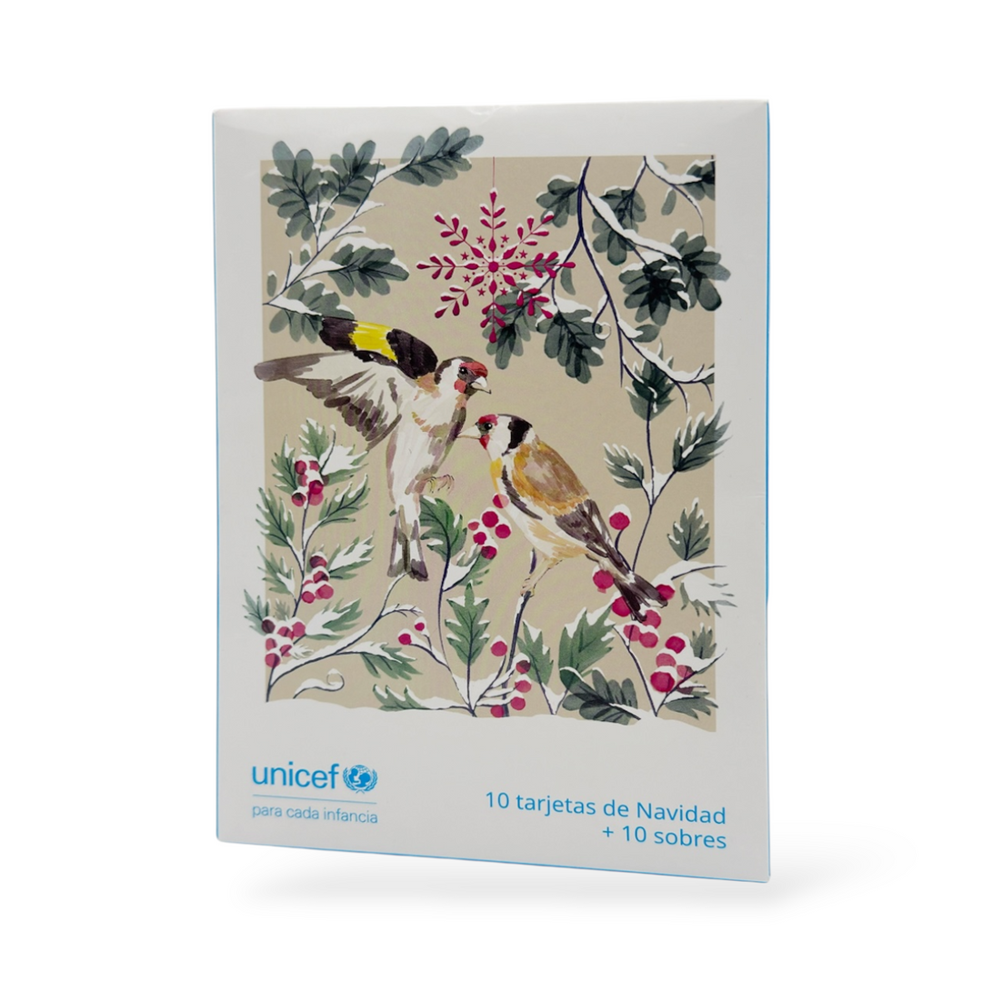 Estuche de 10 tarjetas navideñas PAJAROS